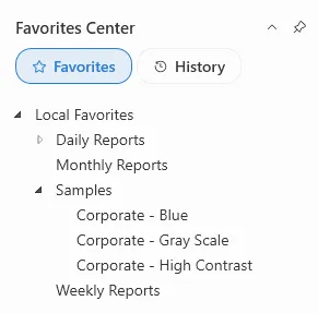 Favorites list with report links