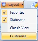 Layout menu showing the Status bar toggle