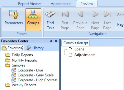Group tree pane with hierarchical bookmarks