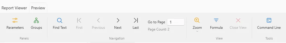 Navigation group on the Preview tab